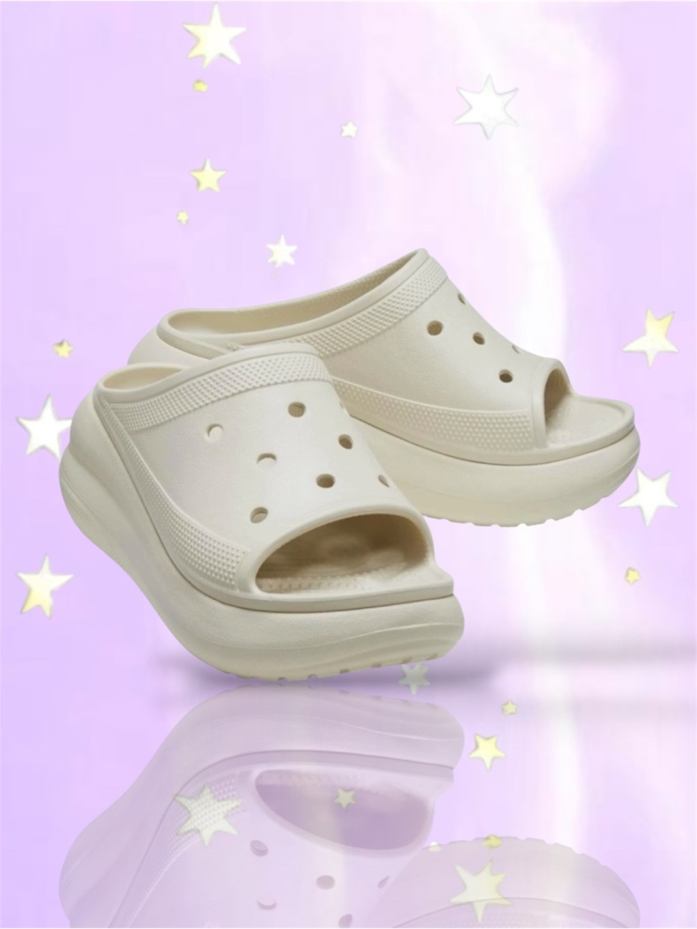 🆕💕CROCS Crush Platform Slides Wedge Sandals • Color: BONE • M4 / W6 • UNISEX